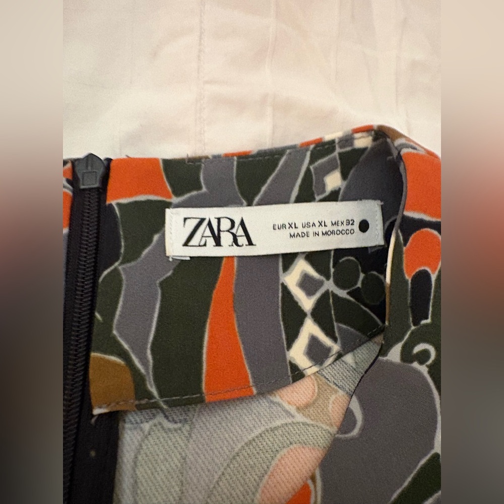 Long Sleeve Paisley Print by ZARA ,  A-Line Dress in Orange & Olive XL, So cozy - Picture 3 of 8